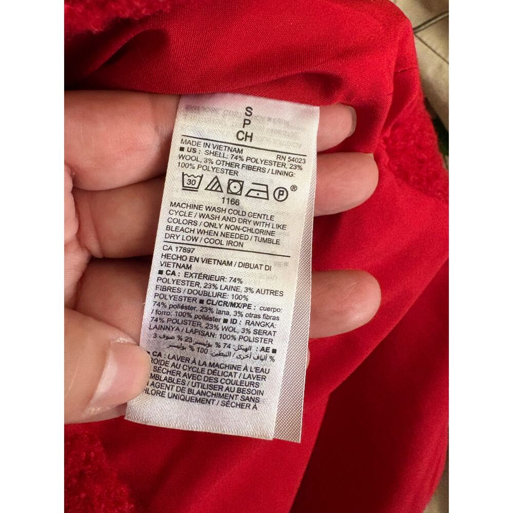 Old Navy Red Sherpa Shacket Coat Jacket Womens Small Teddy Fleece Oversized - Picture 5 of 7
